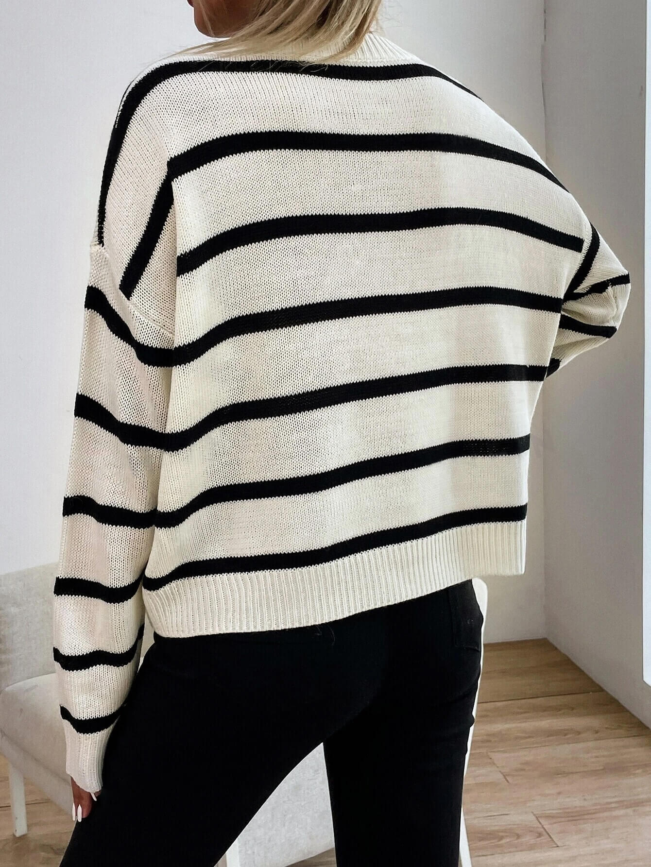 Casual Striped Crew Neck Sweater